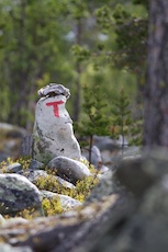 Walking trails in Norway are marked with red Ts.